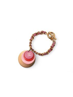 Chanel Bangle Chain Bracelet CC Coco Mark Pink Multi Gold 01